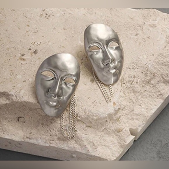 “Phantom of Opera” Silver Theatre Masquerade War Mask Sons of Harpy Tragedy Stud - Picture 5 of 16